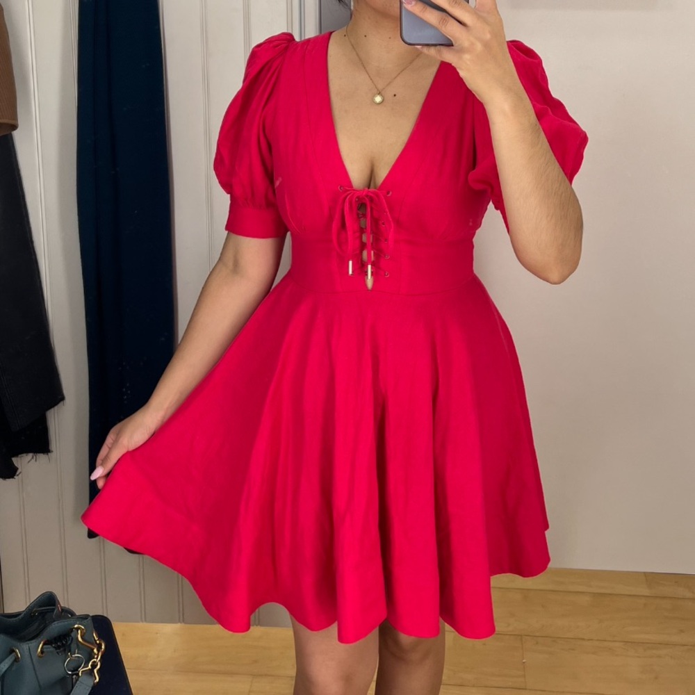 Hot pink mini flowy dress